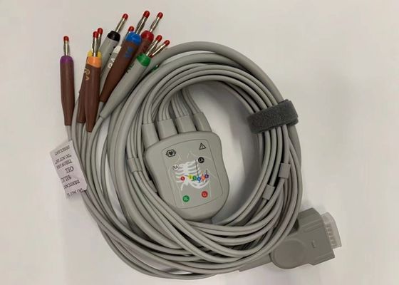 Cable électrocardiogrammique gris 10 plomb avec 15 broches Connecteur banane standard américain 4.0