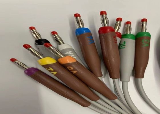 Cable électrocardiogrammique gris 10 plomb avec 15 broches Connecteur banane standard américain 4.0