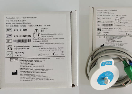 MS3-31527 Toco Transducer Probe 6 Aiguille Fente unique Ruban bleu Velcro 2,5m de longueur