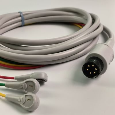 BJ-753P NIHON KOHDEN Conductivité cardiaque fil noir Tête ronde 6 broches trois boutons de plomb européen standard