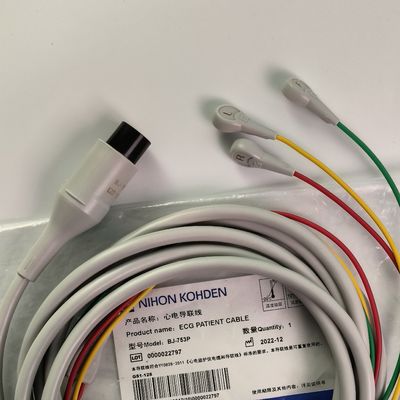 BJ-753P NIHON KOHDEN Conductivité cardiaque fil noir Tête ronde 6 broches trois boutons de plomb européen standard