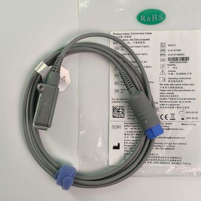 REF SHEC3 Cable d'extension de l'oxygène sanguin 2M Tête ronde bleue Fente unique 7 broches L 2,0 M