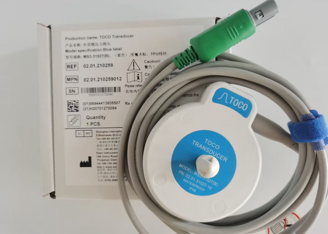 MS3-31527 Toco Transducer Probe 6 Aiguille Fente unique Ruban bleu Velcro 2,5m de longueur