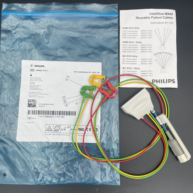 REF de l'appareil de capture à trois conducteurs européen standard avec connecteur d'oxygène sanguin ECG:989803171911