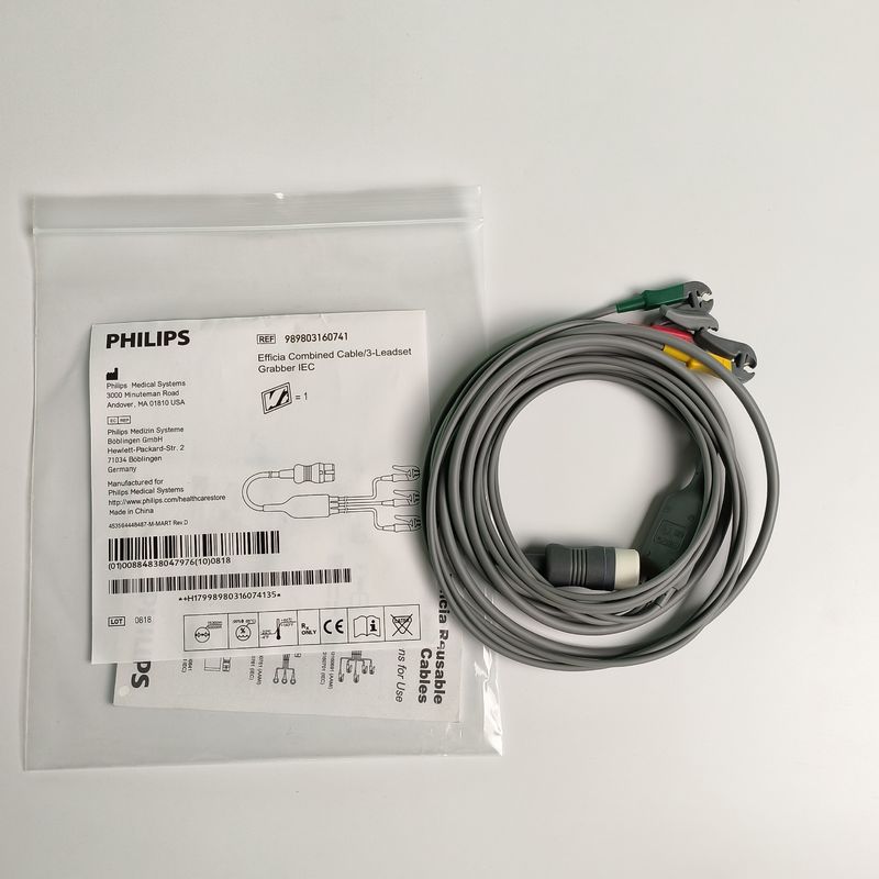 PHILIP Original Efficia Combined Cable/3-Leadset Grabber IEC. Fin de machine ronde à 12 broches, REF: 989803160741